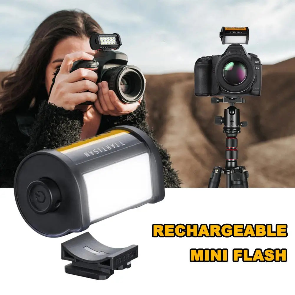 Mini Magnetic Camera Flash – 3W USB Rechargeable Portable Flash with Cold Shoe Mount for Night & Fill Light