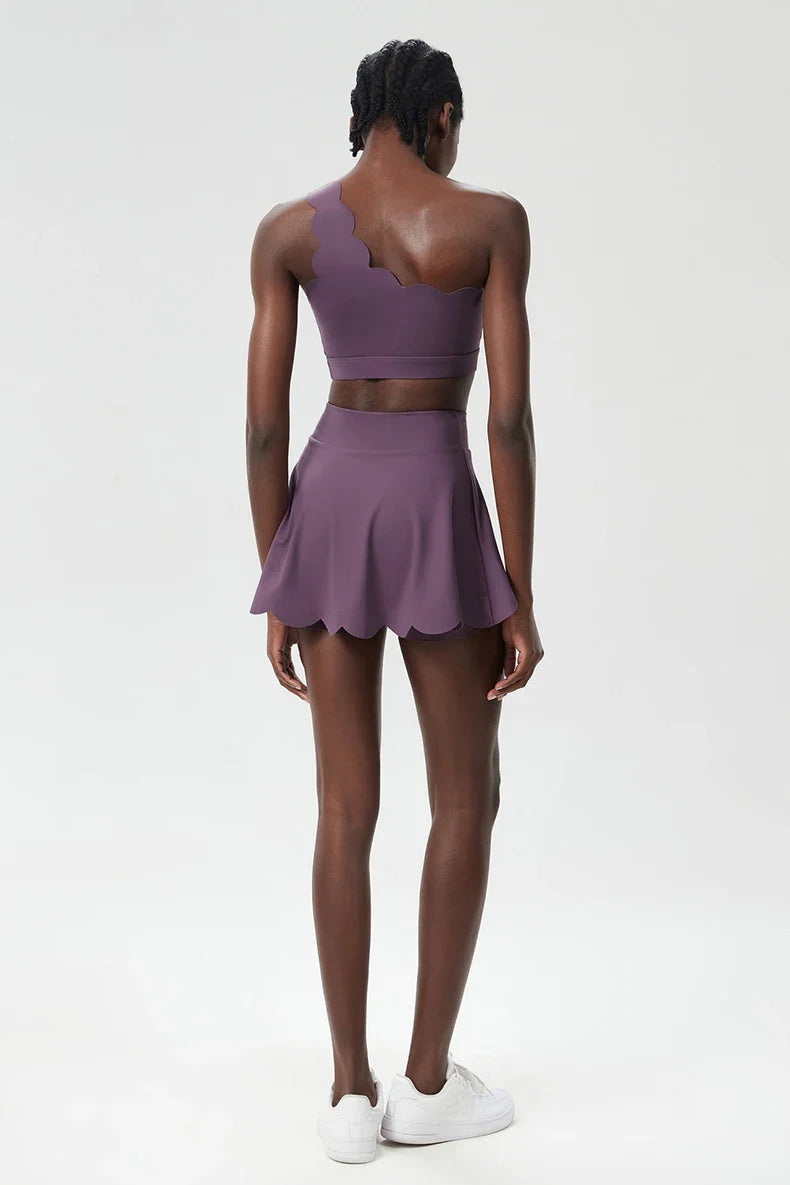 3-Piece Women’s Fitness Yoga Set – Breathable Quick-Dry Gym & Running Sportswear with Tennis Skirt