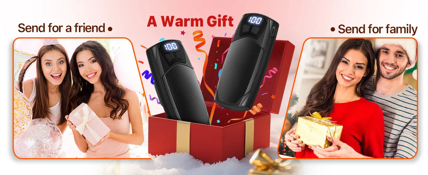 2-Pack Rechargeable Hand Warmers 2000mAh – Electric Pocket Heater for Christmas, Outdoors, Hunting, Golf & Camping