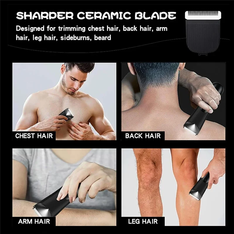 Men’s Electric Groin & Body Hair Trimmer – Ball Trimmer with Ceramic Blade, 2 Guard Attachments, Wet & Dry Shaver