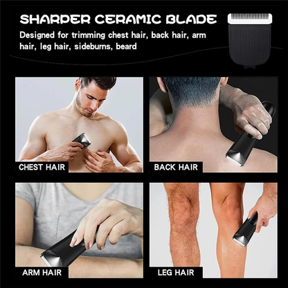 Men’s Electric Groin & Body Hair Trimmer – Ball Trimmer with Ceramic Blade, 2 Guard Attachments, Wet & Dry Shaver