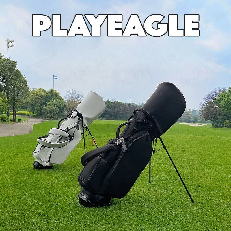 PLAYEAGLE Golf Stand Bag — Lightweight PU Leather Golf Bag with Stand, Multifunctional Golf Rack Bag for Men