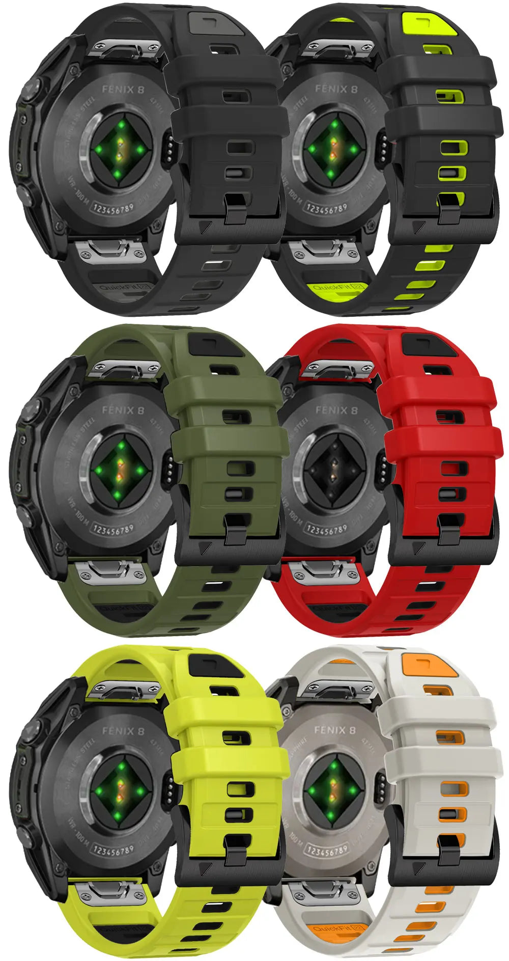 QuickFit Silicone Watch Strap – 22/26mm Band for Garmin Fenix 8/7/6/5, Epix Pro, Instinct 2, Enduro 3