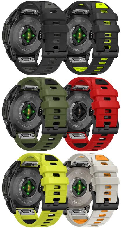 QuickFit Silicone Watch Strap – 22/26mm Band for Garmin Fenix 8/7/6/5, Epix Pro, Instinct 2, Enduro 3
