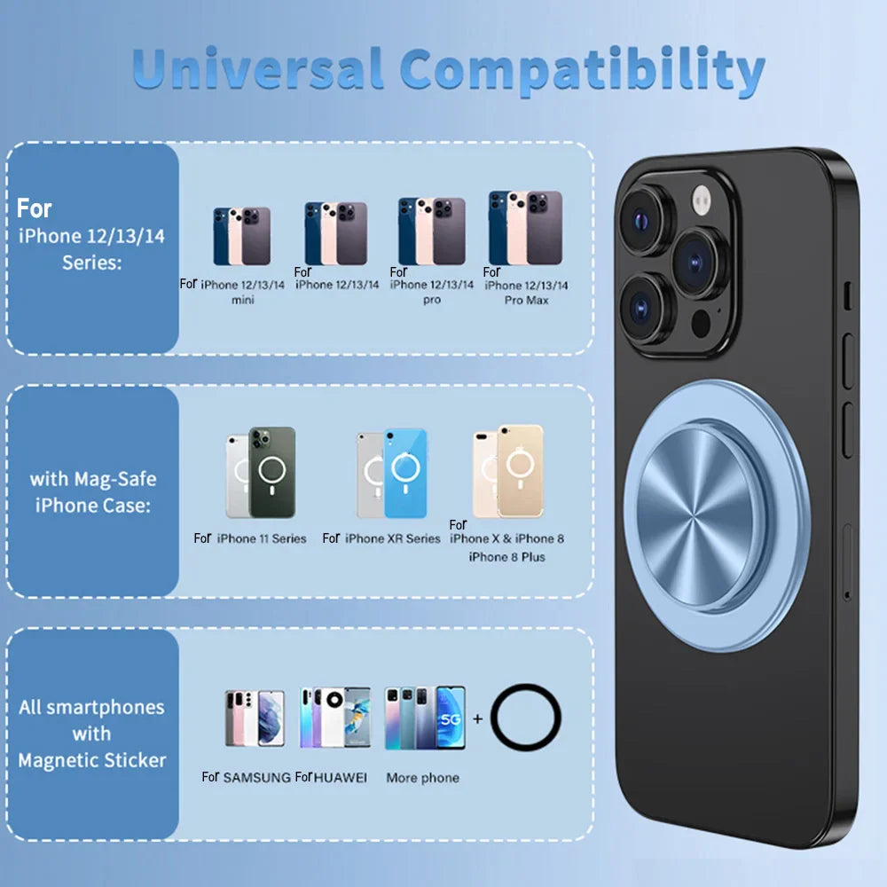 Socket Magnetic Phone Ring Grip - Strong Magnet Holder for iPhone 15, 14, 13, 12 Series, Foldable Phone Stand