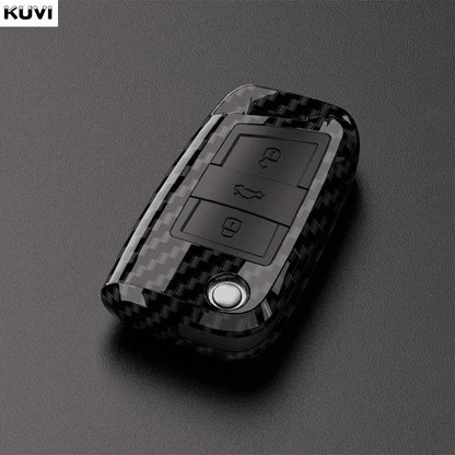 Carbon Fiber ABS Car Key Cover Case for VW Volkswagen – Fits Polo, Tiguan, Passat, Golf 7, Jetta, Skoda, Kodiaq, Superb, Octavia, Seat