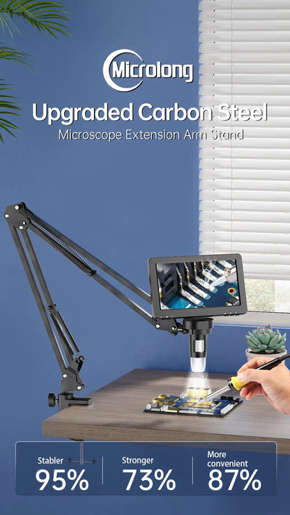 RIEVBCAU Flexible Microscope Arm Stand – Adjustable Metal Bracket Mount for DM4, DM7, DM9, MS1, MS3 Models