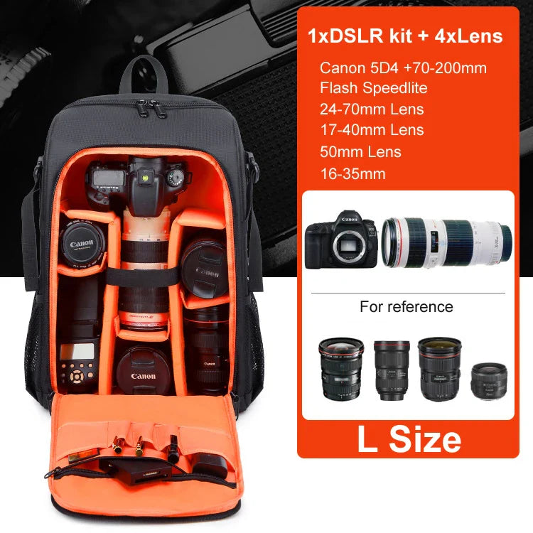 Large Waterproof Camera Backpack — DSLR & Video Tripod Bag with Rain Cover for Canon, Nikon, Sony, Pentax