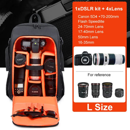 Large Waterproof Camera Backpack — DSLR & Video Tripod Bag with Rain Cover for Canon, Nikon, Sony, Pentax
