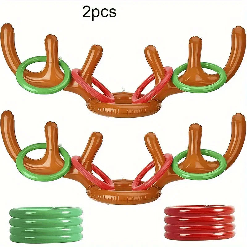 1/2PCS Inflatable Reindeer Antler Ring Toss Game – Christmas, New Year & Birthday Party Decorations
