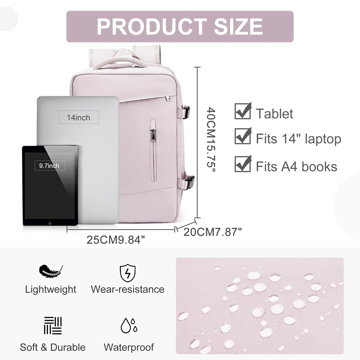 Women’s & Men’s Travel Backpack – Cabin Bag 40x20x25cm for Ryanair, Wizzair & Airplane Carry-On