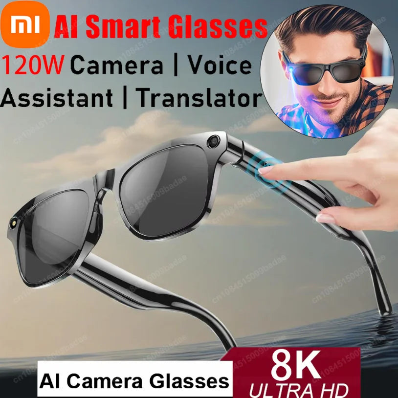 Xiaomi AI 8K Smart Glasses — 120MP Camera, Waterproof, Bluetooth Calls & Music, Picture Recognition, ChatGPT, 2025 New