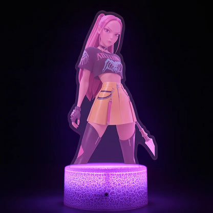 K-Pop Demon Hunters LED Night Light – Zoe, Mira, Rumi, Saja 16-Color Remote Control