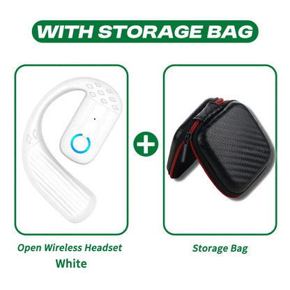 Open Wireless Bluetooth 5.4 Headset – 180° Rotatable Adjustable Ear-Hook Earphone with Mic for Sport, Business & Music