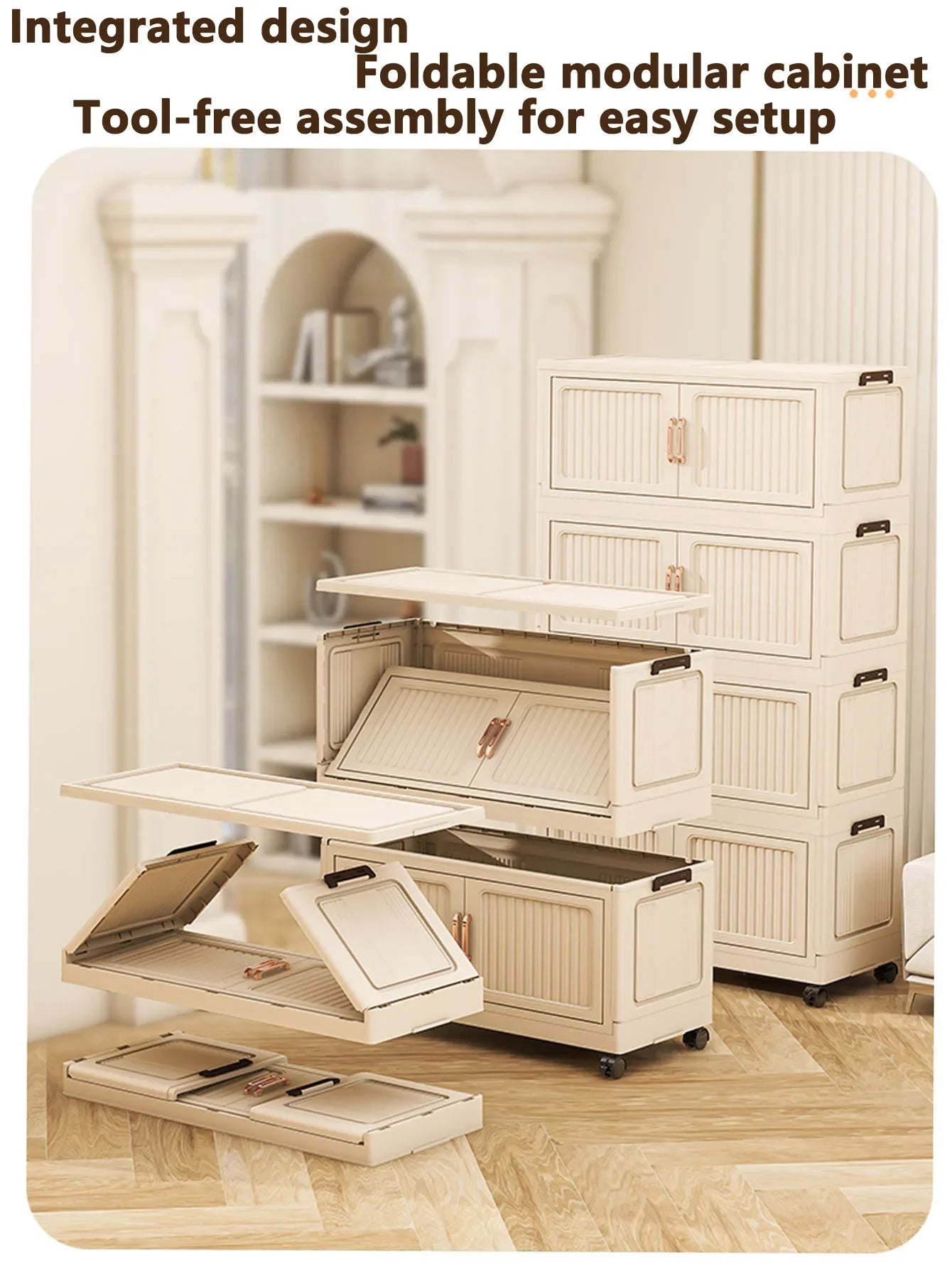Installation-Free Foldable Storage Cabinet – Plastic Organizer for Kids’ Clothes & Snacks