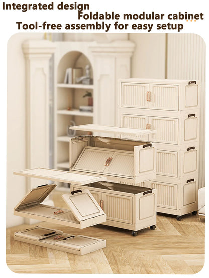 Installation-Free Foldable Storage Cabinet – Plastic Organizer for Kids’ Clothes & Snacks
