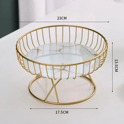 Metal Iron Wire Fruit Basket - Sturdy Fruit Tray and Cake Holder for Home, Living Room - Ideal for Vegetables, Breads, Cabinet Display Stand