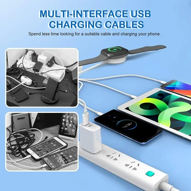 4-in-2 Multi Watch Charging Cable – Fast USB Type-C Charger for iWatch, iPhone, AirPods & iPad Accessories