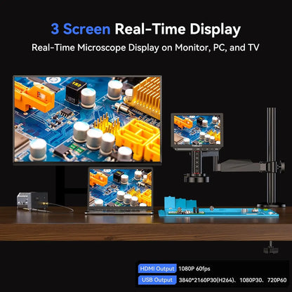 TOMLOV TM4K-AF 4K Digital Microscope – 2000X Autofocus HDMI Microscope with 8" Display & Flex Arm for Electronics & Phone Repair