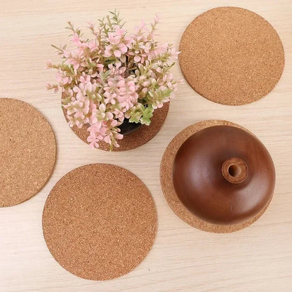 30/1PCS Non-Slip Cork Coasters — Natural Round Wooden Cup Mats, Heat Insulation Pads for Tea, Coffee & Drinks Holder Table Decor
