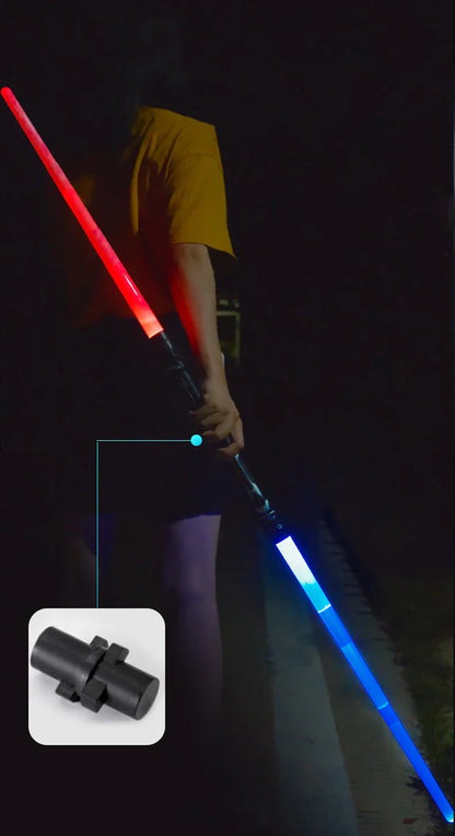Colorful Glowing Laser Sword Toy – Red & Blue Double Saber with Music & Flashing Lights