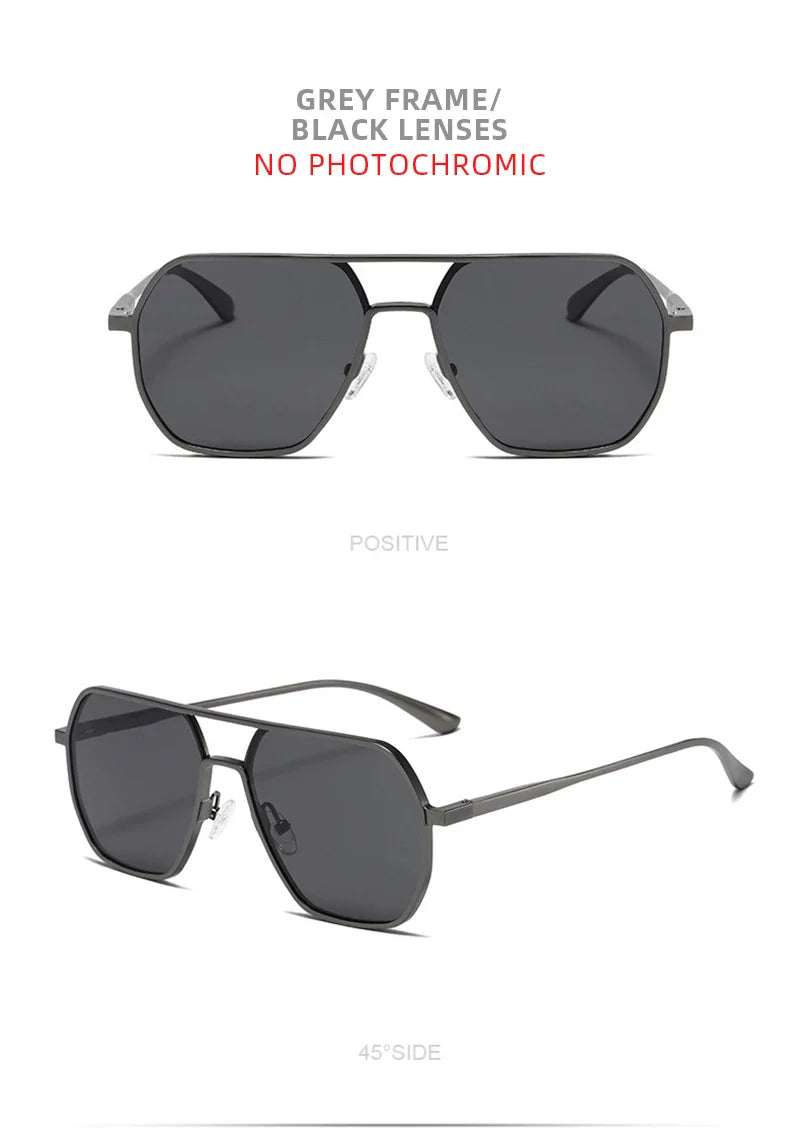 Luxury Metal Photochromic Sunglasses – Fashion Polarized UV400 Chameleon Anti-Glare Driving Glasses for Men & Women