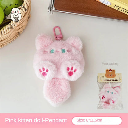 Cute Plush Cat Doll Keychain Pendant – Soft Backpack & Bag Charm Decorative Couple Gift Accessory for Girls