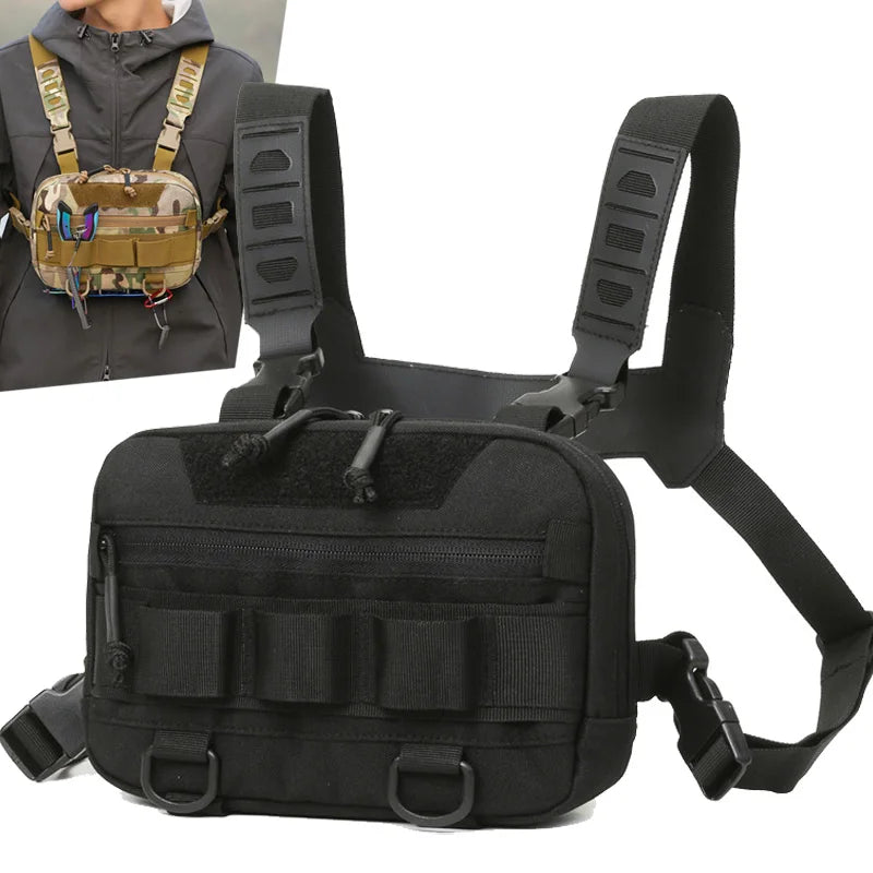 Fishing Chest Bag - Men’s Tactical Waterproof Molle Nylon Backpack, Climbing, Camping, Outdoor Travel Vest, and Fanny Pack