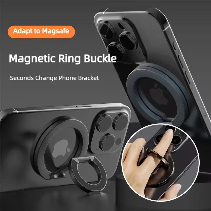 Magnetic Phone Ring Holder - 360° Rotating Foldable Dual-Sided Magnetic Stand for iPhone 17/16/15