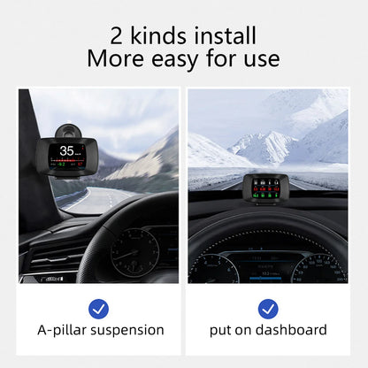 HD P13 OBD2 GPS HUD Car Head-Up Display – Digital Speedometer with RPM, Temperature, Voltage and Alarm