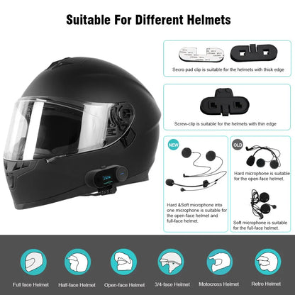 Freedconn T Com SC Bluetooth Motorcycle Intercom – Helmet Headset, Wireless Communication, BT 5.0, Music Share, 6 Riders, FM