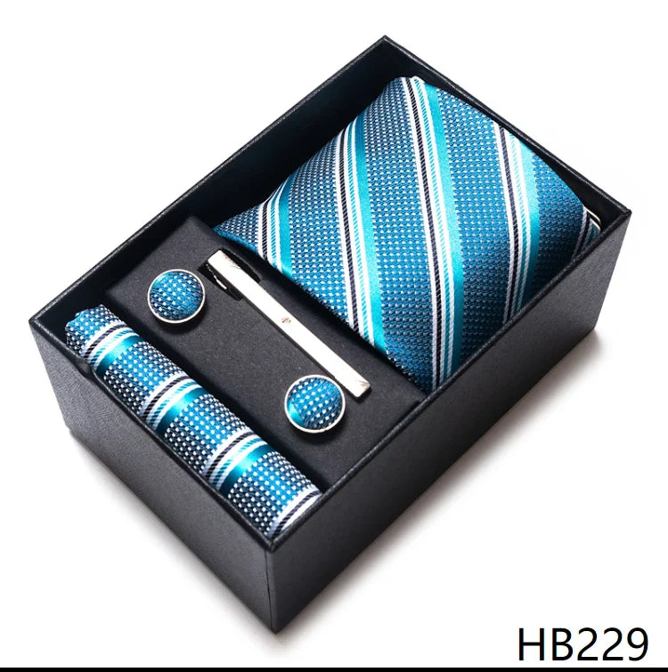 Men’s Tie and Pocket Square Gift Set – 2023 Mixed Colors Paisley Necktie in Box, Wedding Suit Accessory
