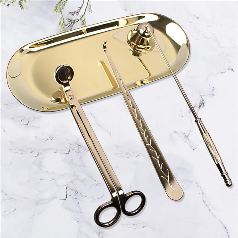 3-Piece Candle Care Set - Stainless Steel Wick Trimmer, Scissors, Extinguisher Hook, Portable Candle Accessories for Home Use