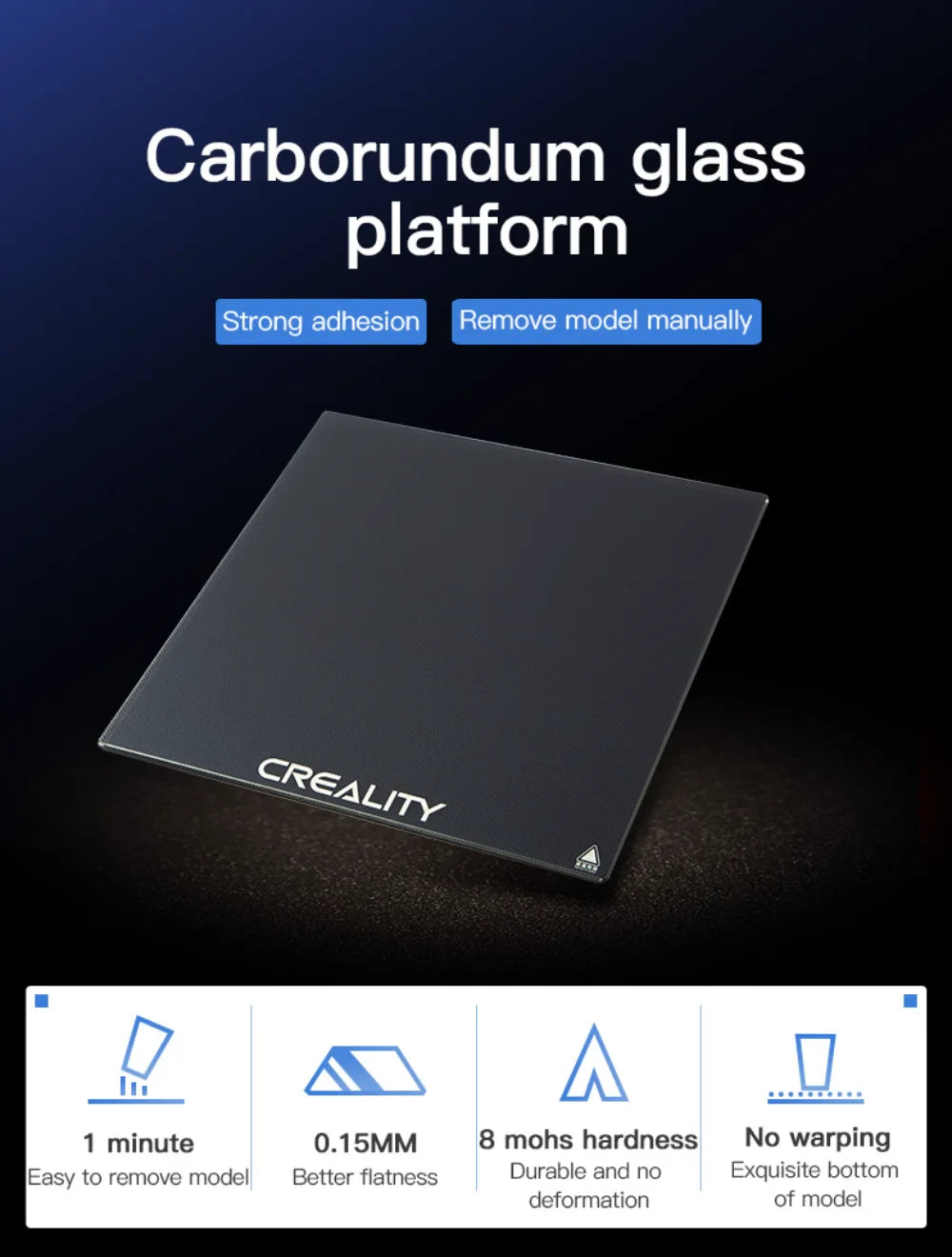 Creality Ender 3 Tempered Glass Bed — Upgraded 3D Printer Build Surface 235x235x4mm for Ender 3/3 Pro/3 V2