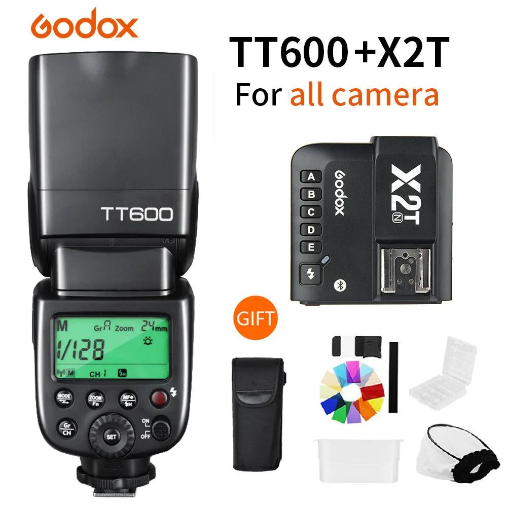 Godox TT600 2.4G Wireless TTL Speedlite + X2T Trigger — Compatible with Canon, Nikon, Sony, Fuji, Olympus