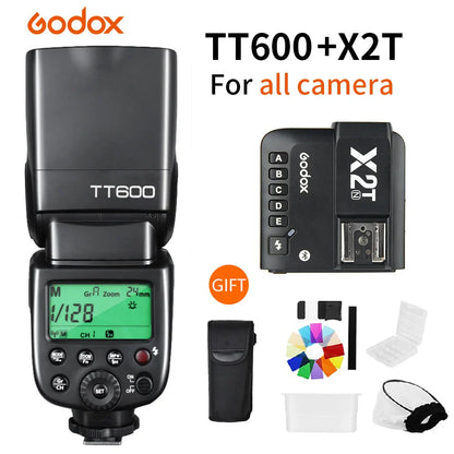 Godox TT600 2.4G Wireless TTL Speedlite + X2T Trigger — Compatible with Canon, Nikon, Sony, Fuji, Olympus