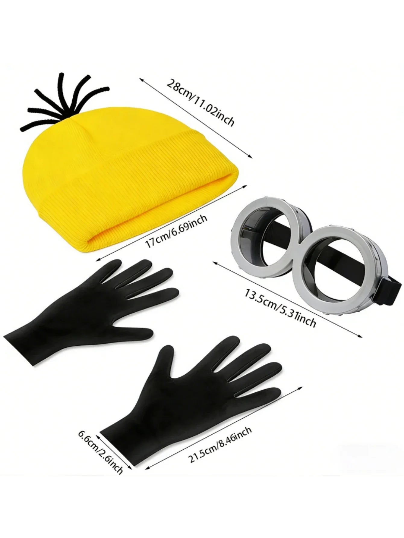 4-Piece Halloween Costume Set - Hat, Gloves & Glasses Strap Cosplay Party Accessories