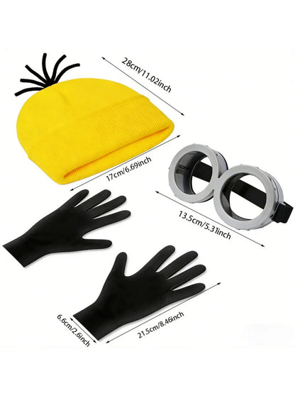 4-Piece Halloween Costume Set - Hat, Gloves & Glasses Strap Cosplay Party Accessories