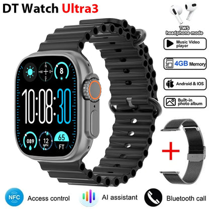 2025 DT Ultra 3 Pro Smartwatch – NFC, Bluetooth Call, Music & Video, Waterproof for Android & iOS, 32GB