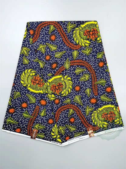 Guaranteed Original African Wax Fabric - 100% Cotton Real Ankara Print 6 Yards for Wedding Dresses & Sewing