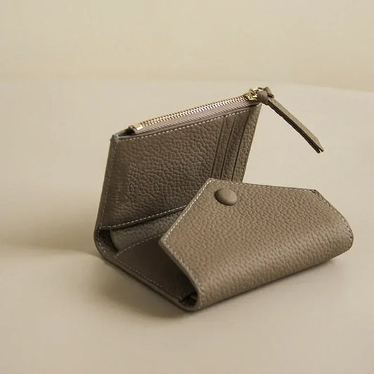 2024 New PU Leather Women's Small Wallet – Luxury Envelope Card Holder, Designer Zip Coin Purse, Short Cowhide Style