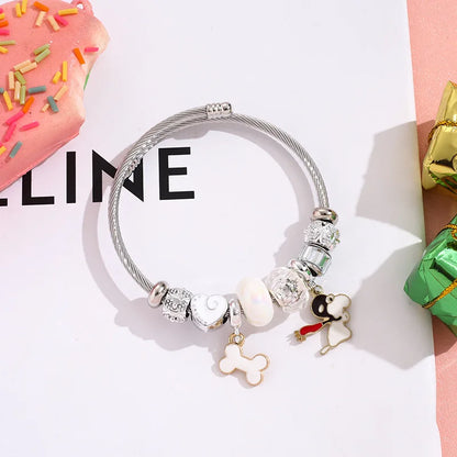 Snoopy Cartoon Bracelet – Adjustable Fashion Wristband for Kids & Adults, Cute Jewelry Gift