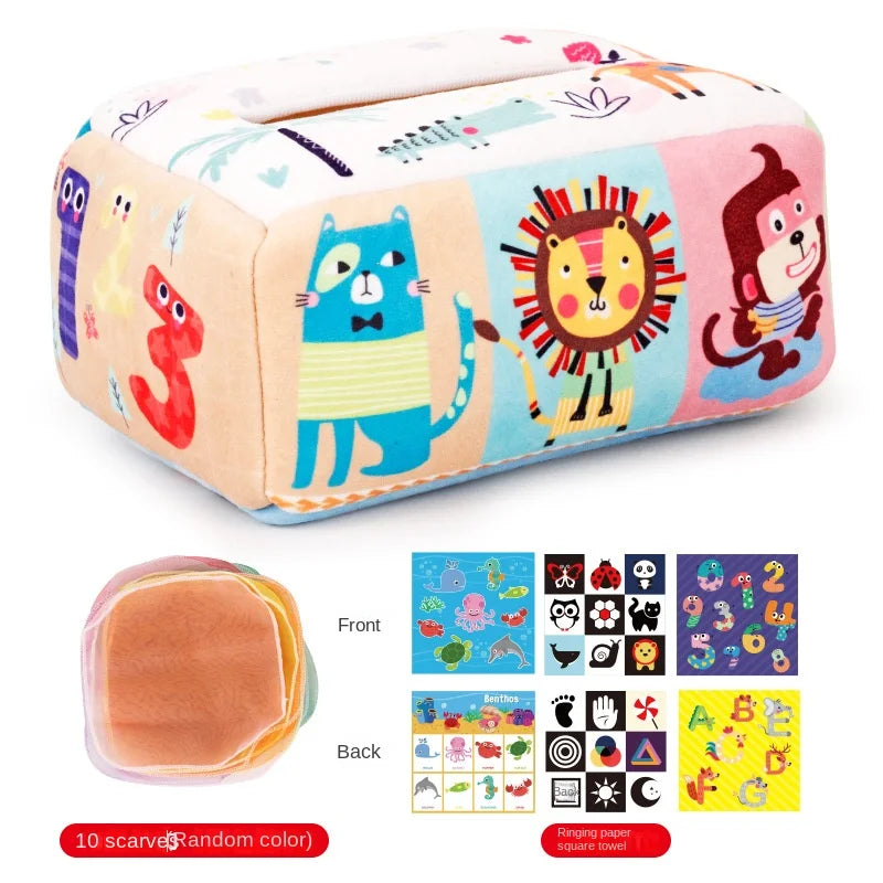 Baby Montessori Magic Tissue Box – Educational Sensory Learning Activity Toy for Kids, Finger Exercise Busy Board