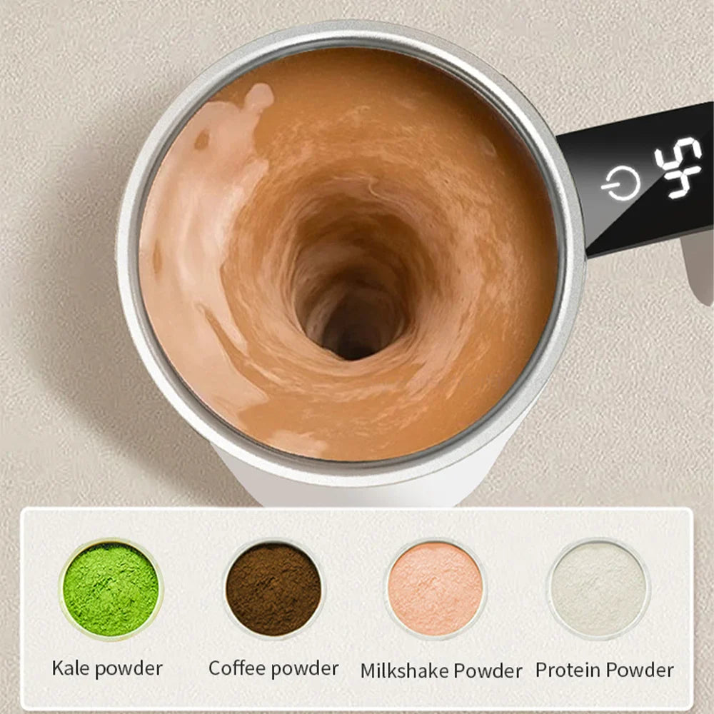 Automatic Stirring Cup – Rechargeable Portable Coffee Mug with Electric Stainless Steel Mixer, Rotating Magnetic Self-Stirring