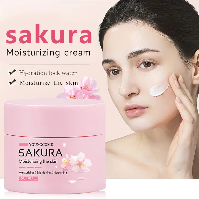 Sakura Essence Cherry Blossom Facial Cream — Moisturizing, Softening & Hydrating Skincare for Dry, Rough Skin