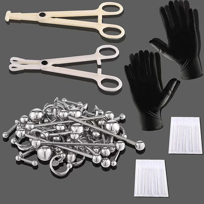 Stainless Steel Body Piercing Kit – Belly Button & Septum Piercing Set, Professional Piercing Tools for Personal and Salon Use