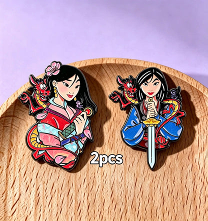 Red Dragon Enamel Brooch Set - 2-Piece Cute Fashion Lapel Pins for Coats & Gifts