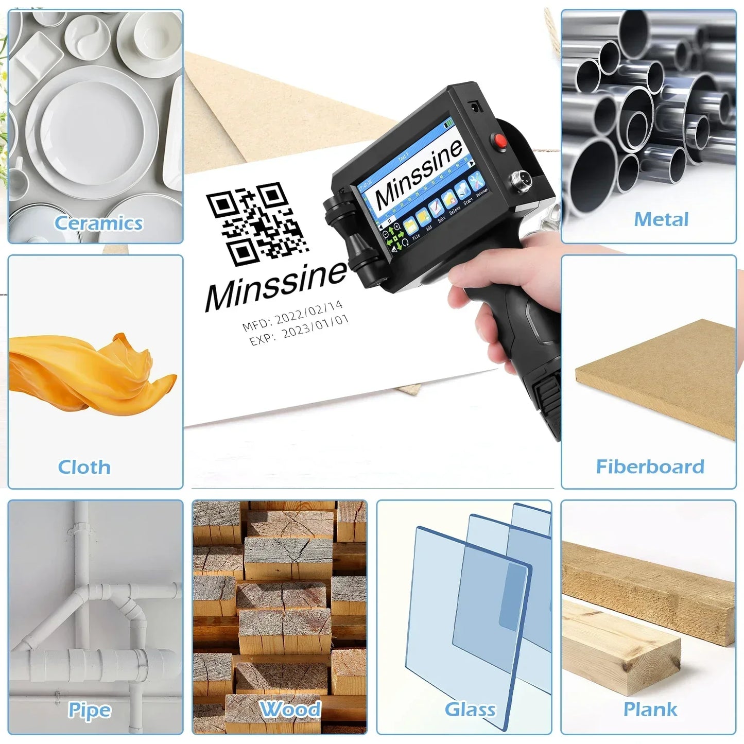 12.7/25.4mm Handheld Inkjet Printer – QR Code, Barcode, Batch, Date, Logo & Expiry Date Coding Machine with 25 Language Support, Portable Marking Tool