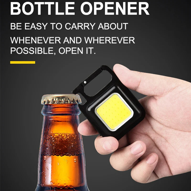 COB Flashlight Keychain - Mini Portable EDC Lamp with 4 Lighting Modes, Waterproof for Outdoor Camping & Emergencies