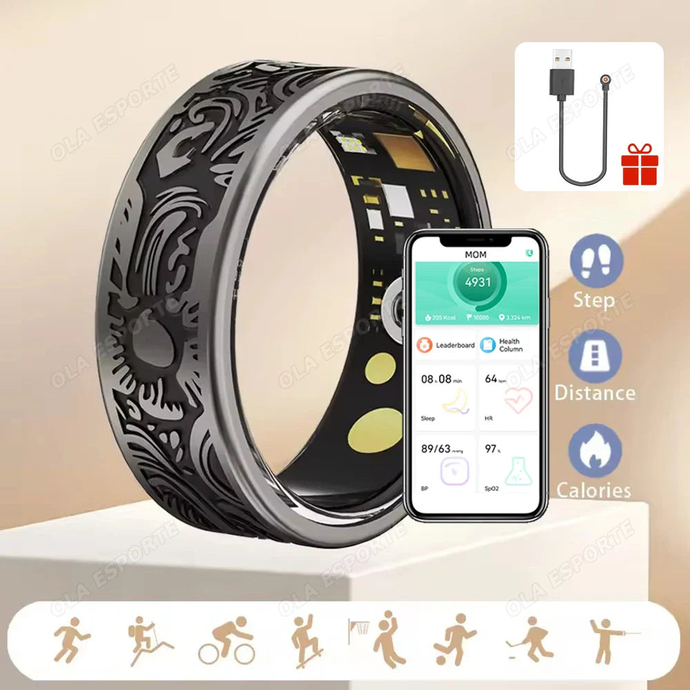 2026 Smart Ring Health Tracker – Heart Rate, Blood Pressure, Blood Oxygen & Sleep Monitoring Fitness Activity Ring with Step Counter, Waterproof Wearable Device